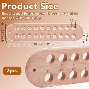 Organisateur de fils à broder en bois, support de rangement de bureau de forme ovale de 15 Cm pour accessoires de couture au point de croix - Product Image 4