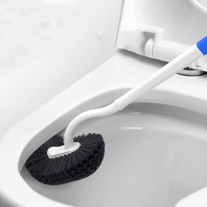 Brosse de toilette à poils doux, à suspendre au mur, avec long manche en plastique, sans perçage, pour le nettoyage des coins de salle de bain - Product Image 2