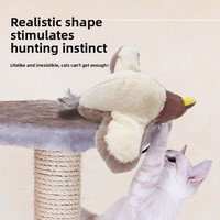 Mainan Hewan Peliharaan Burung Pipit Berbintik Kuning Model Kucing, Elektrik Bergetar, Mengayunkan Sayap, Hiburan Mandiri, Mengandung Catnip