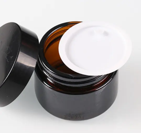 1Oz 2Oz 30Ml 50Ml 100Ml Custom Bruin Gezicht Crème Container Cosmetische Amber Glazen Pot Met deksel