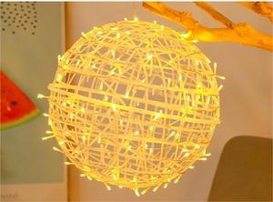 Lampu gantung bola rotan 40cm, lampu bola rotan gantung untuk dekorasi Natal, lampu pohon luar ruangan - Product Image 5