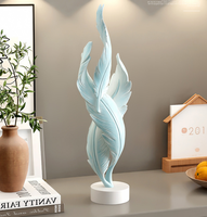 Ornements en résine de luxe léger, style Art Déco, plumes peintes et électroplaquées, pour bureaux, étagères, cadeaux d'anniversaire et de pendaison de crémaillère