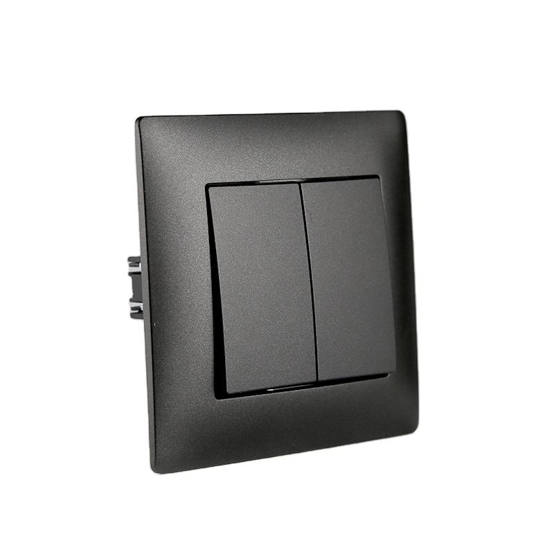 PC Switch Panel 10A 220V Electric 2 Gang 2 Way Home Wall Light Switch European Standard