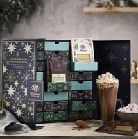 Tiroir de Noël de luxe personnalisé 24 pièces cadeau en papier doré emballage à double porte calendrier de l'avent boîte à tiroir en carton dur