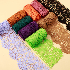 Kain renda hitam putih pita bordir poliester gulungan pemangkasan renda bunga untuk pakaian wanita Aksesori tekstil manset - Product Image 1