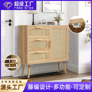 Cross-border e-commerce minimalist balcony rattan <b>storage</b> cabinet, Nordic style <b>sideboard</b>, tea cabinet, <b>storage</b> cabinet - Product Image 5