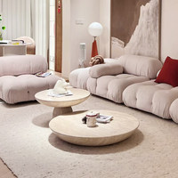 Ensemble de table basse de luxe pour la décoration de la maison, design moderne, table basse en marbre travertin de couleur nordique, en fibre de verre pour le salon
