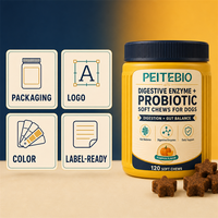 PEITEBIO Enzymes digestives et probiotiques à mâcher pour chiens, pour la digestion et l'équilibre intestinal, saveur citrouille, 120 unités