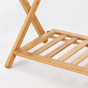<span class=keywords><strong>Porte</strong></span>-bagages pliant en <span class=keywords><strong>bois</strong></span> à 2 niveaux, support de <span class=keywords><strong>valise</strong></span> en bambou pour chambre d'hôtel avec sangles noires, offre spéciale - Product Image 3