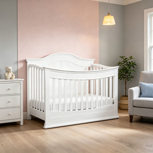 Lit bébé en bois de pin de Nouvelle-Zélande blanc, transformable en canapé-lit, avec sommier réglable, vente en gros - Product Image 4