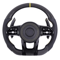Volant en fibre de carbone noir modifié avec palettes de changement de vitesse, compatible avec Mercedes-AMG C-63 A-45/E-213