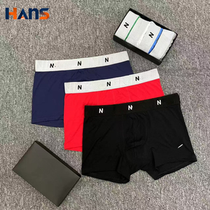 Calzoncillos bóxer de punto Hans para hombre, 100% algodón, tiro medio, transpirables, cómodos, con logo en la cintura, estilo deportivo - Product Image 1