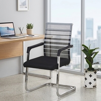 Chaises de salle d'attente de bureau pour visiteurs, en tissu maillé noir de haute qualité, avec structure en acier inoxydable
