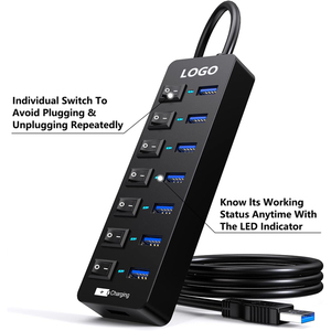 USB Hub 3.0 5gbps truyền dữ liệu 7 + 1 cổng và 12 Wát sạc 1 cổng với 5V/3A Power Adapter 4ft dài cáp & cá nhân thiết bị chuyển mạch - Product Image 2