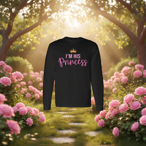 T-shirt a maniche lunghe rosa I'm His Princess - Product Image 3