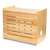 Caja de Almacenamiento de Madera para Router con Gestión de Cables para Módem, Acabado en Pino, 11 Pulgadas