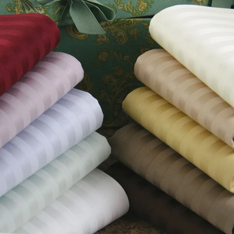 Ga Trải Giường Vải Polycotton Sọc 3Cm Dệt Hoa Giá Xuất Xưởng Ga Trải Giường Rộng Vải Trải Giường