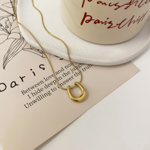 Collana in acciaio al titanio a ferro di cavallo dal Design semplice di lusso a forma di U protezione colore chiaro maglione catena accessori per gioielli M155 - Product Image 1
