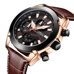 CRRJU New Men's Simple Sport Watches Men Quartz Chronograph 30m Waterproof Brown and Black Leather Date <b>Clock</b> Relogio Masculino - Product Image 1