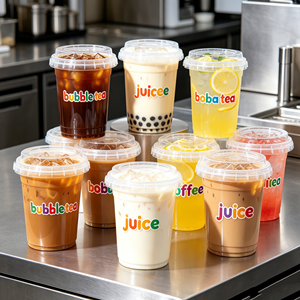 Gobelets personnalisés à emporter de 32 oz pour fruits, grands gobelets en plastique PP, 1000 gobelets pour thé au lait Boba, bière, avec serviettes et coozies pour boissons - Product Image 1