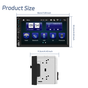 Podofo <span class=keywords><strong>2</strong></span> Din 7 ''sans fil CarPlay/Android Auto autoradio IPS écran tactile voiture stéréo BT FM USB AUX carte SD EQ voiture lecteur MP5 - Product Image 5