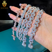 Bracelet HipHop VVS1 Moissanite Iced Out en Argent Sterling 925, Chaîne à Maillons, Bracelets Chaîne Moissanite, Testeur de Diamant Inclus avec Certificat GRA