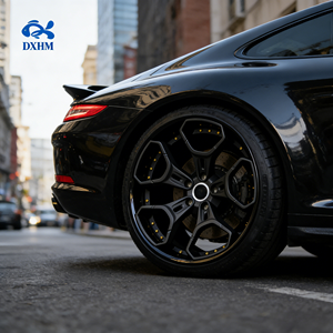 Rines Negros Mate de 19 20 21 22 23 24 Pulgadas con Borde Profundo, 22x12J 5x112 5x130, Remaches Dorados, Rines de Aleación Forjados Cóncavos Personalizados para Superdeportivos - Product Image 3