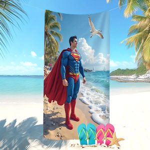 Serviette de plage ChamXue, best-seller, <span class=keywords><strong>DC</strong></span> <span class=keywords><strong>Comics</strong></span>, Superman, dessin animé pour enfants, serviette de plage et de bain en microfibre, été, douce et confortable - Product Image 3