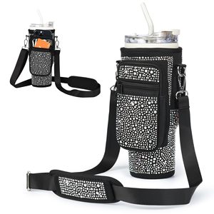 40oz Bling Diamond for Stanley Cup <b>Accessories</b>-Water Bottle Holder with Phone Pocket Water Bottle Pouch Bag <b>Drinkware</b> <b>Accessory</b> - Product Image 3