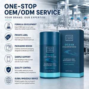 Déodorant stick pour homme sans aluminium, contrôle des odeurs 24H, glisse douce, non collant, rafraîchissant, hydratant, senteur océan et cèdre, faible MOQ - Product Image 3