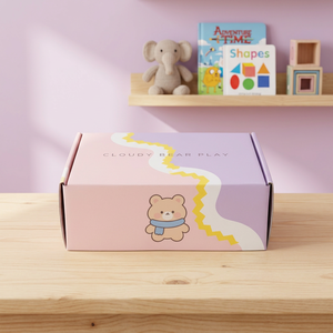 Boîte cadeau rigide Cloudy Bear Play en papier d'art rectangulaire, impression UV, recyclable, impression quadricolore, boîte artisanale - Product Image 1