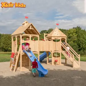 Xiair New Product Wooden Children Commercial Outdoor Swing And Climbing Frame Playground Supplier For Kindergarten Preschool