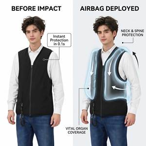 Gilet Airbag grande taille unisexe coupe-vent et respirant, équipement <span class=keywords><strong>de</strong></span> sécurité, pour vélo, équitation, <span class=keywords><strong>moto</strong></span>, course automobile, toutes saisons - Product Image 2