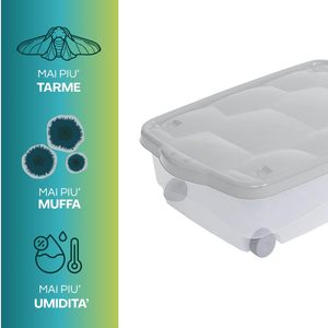 Contenitore Multiuso 60x40x18,5 Cm 24 Litri con Ruote, Scatola Trasparente Salvaspazio per Lavanderia - Product Image 3