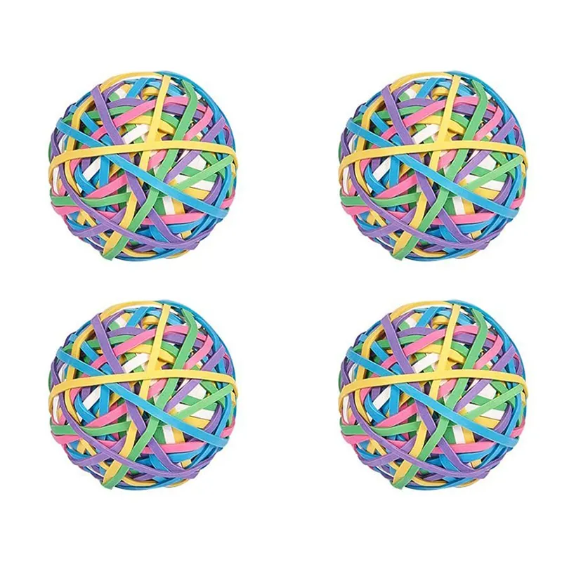4 Sets 200 Pcs Per Ball Totally 800 Pcs Colorful Rubber Band Balls, Elastic Stretchable Bands for Hair