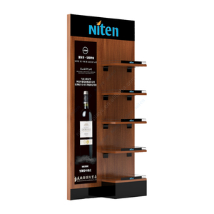 Exhibidores de Piso Personalizados de Metal y Madera para Botellas de Vino Tinto, Whisky y Vidrio, Estante de Exhibición de Vino de Hierro para Tiendas Minoristas - Product Image 3