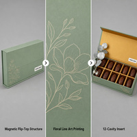 Boîte cadeau magnétique florale vert sauge avec sac assorti, impression personnalisée pour cadeaux de festival et vente en gros