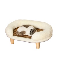 Petit canapé-lit rond pour animaux de compagnie avec fourrure synthétique toute l'année, confort en polaire, base antidérapante, lit pour chiot, chien, chat