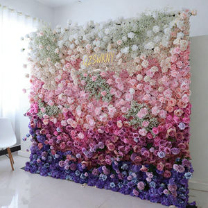 Panneau mural de fleurs artificielles européennes à installer facilement, rose, rouge, blanc, violet, pour Noël, mariage, événement, scène, fond photo - Product Image 6