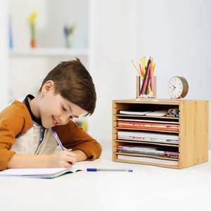 Organizador de Escritorio Moderno de Madera de Gran Capacidad, Personalizable, con 5 Niveles, para Clasificar y Almacenar Archivos, Cartas y Documentos, para la Escuela y el Hogar - Product Image 6