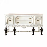 Buffet de porche en bois massif, style rétro français et campagnard américain, sculpté, de style classique européen, avec compartiments