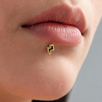 Goth Lightning Bolt 316L Baja Bedah untuk Tindik Bibir, Monroe, Medusa, Helix, Tragus, dan Cartilage, Ukuran 16G, Baru