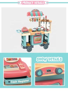 <span class=keywords><strong>Amazon</strong></span> top seller 2020 drôle semblant jouer magasin de restauration rapide de chariot de cuisine jouet avec caisse enregistreuse - Product Image 4