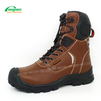 Bottes de sécurité AEGISEC à haute tige en cuir de vache véritable avec semelle extérieure en PU pour le bâtiment et la construction