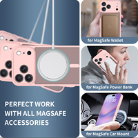 Funda Popular Rosa con Sensación de Piel para iPhone 17 Pro Max para Chica de Lujo Semitransparente para la Serie iPhone con Anillo Magnético