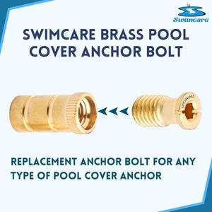 Swimcare Brass Pool Cover Anchors 9/16 Inch Threaded Studs for Concrete Decks Coarse Thread Polished Finish <b>Set</b> of 10 - Product Image 5