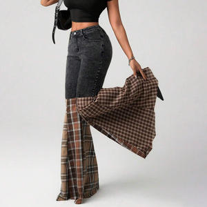 Fabricante de Pantalones Vaqueros <span class=keywords><strong>Negros</strong></span> para <span class=keywords><strong>Mujer</strong></span>, Diseñador Personalizado, Vaqueros Ajustados con Corte de Campana y Estampado de Guinga para <span class=keywords><strong>Mujer</strong></span> - Product Image 3