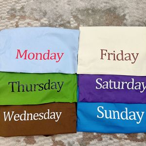 Bolsa de Mano Personalizada con Impresión de Días de la Semana, Bolsa de Compras Ligera de Lona, Bolsas de Compras Ecológicas, Bolsa de Tela Simple - Product Image 1