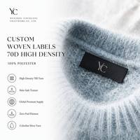 Étiquettes tissées personnalisées en polyester pour vêtements, étiquettes de col en jacquard damassé haute densité 70D, fabricant d'étiquettes privées en rouleau