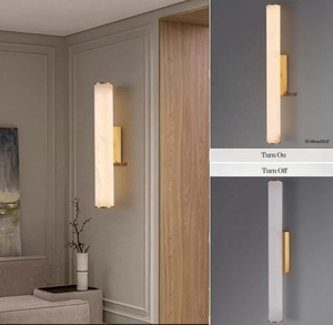 Applique murale moderne pour hôtel de luxe en pierre LED or et noir pour décoration d'intérieur Applique murale décorative or de luxe en albâtre - Product Image 3